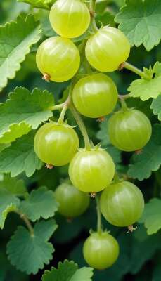 Stachelbeeren am Strauch